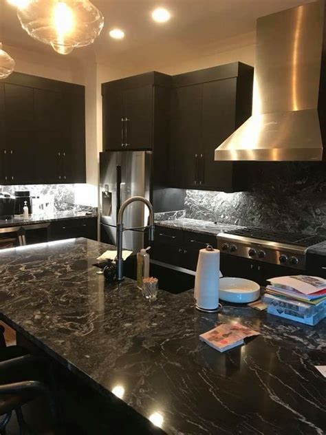 Black Cabinet Finish This Is A Very Modern Kitchen Granite Countertops