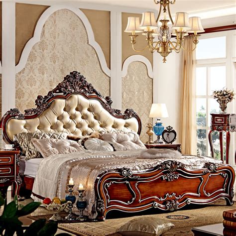 European Style Luxury King Size Wooden Bedroom Furniture Classic Bed In