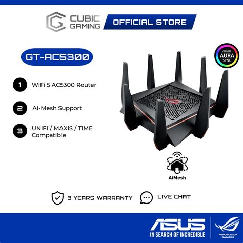Asus Router Gt Ac5300 Rog Rapture Tri Band Aimesh Wifi Gaming Router