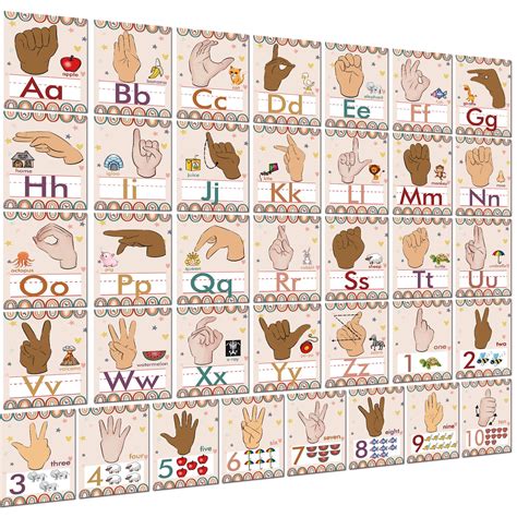 Buy 36 Pieces Asl Alphabet Line Bulletin Board Set Abc Number Sign