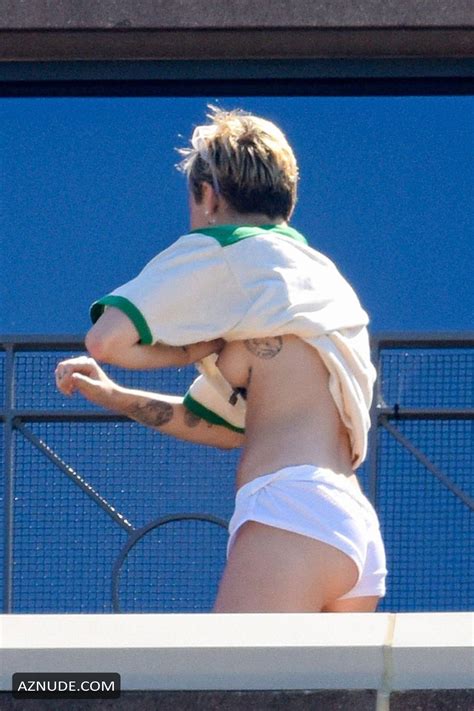 Miley Cyrus Topless Wearing Only White Shorts On The Hotel Balcony In Sydney 10 10 2014 Aznude