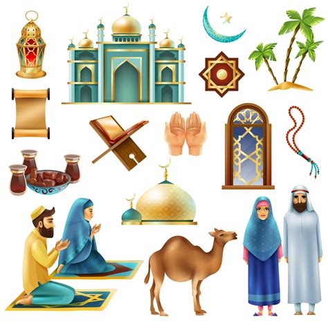Ramadan Kareem Mubarak Symbols Icons Set 481358 Vector Art At Vecteezy