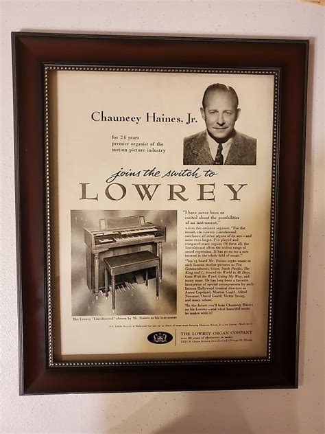 1957 Lowrey Organs Promotional Ad Framed Chauncey Haines Reverb Uk