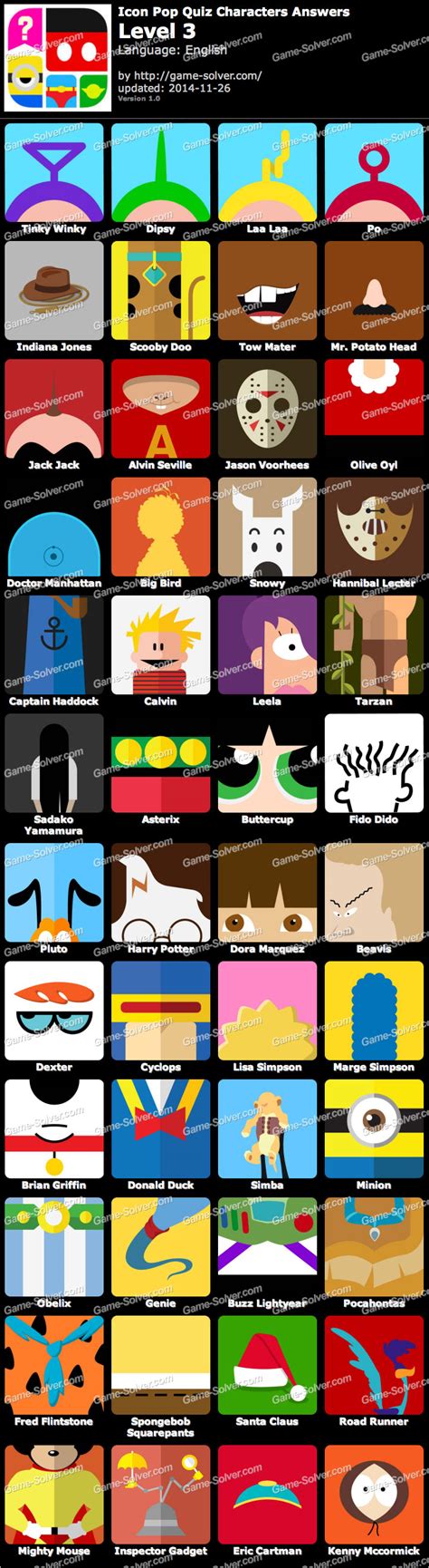 Icon Pop Quiz Characters Level 3 Game Solver