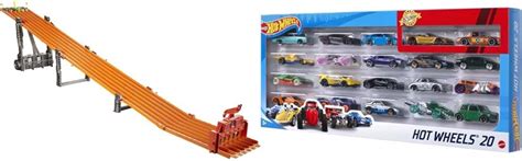 Hot Wheels Toy Car Track Set Super 6 Lane Raceway 8ft Track That Rolls