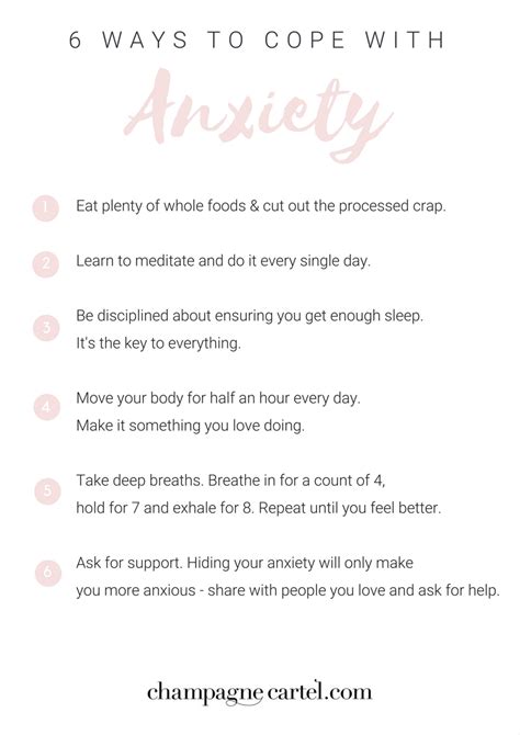 Free Printable 6 Ways To Cope With Anxiety Champagne Cartel
