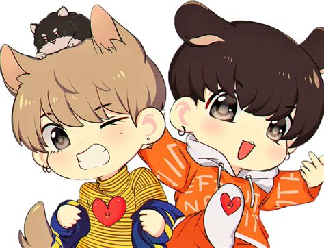 Bts Taehyung Jungkook Vkook Chibi Sticker By Fran8717