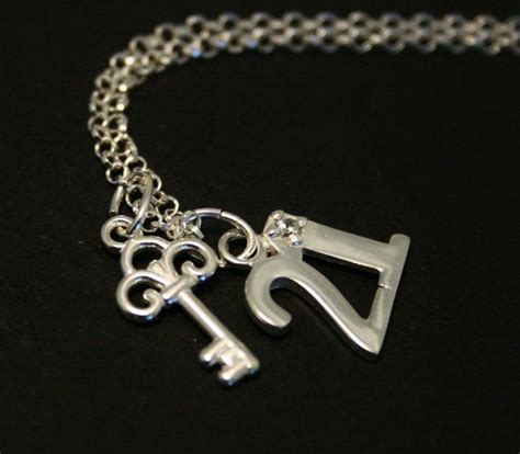 21st Birthday Necklace Silver Key And 21 Charms T For 21st
