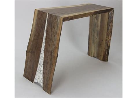 Walnut Live Edge Textured Surface End Table Wood Sculpture Live Edge End Tables Ideas