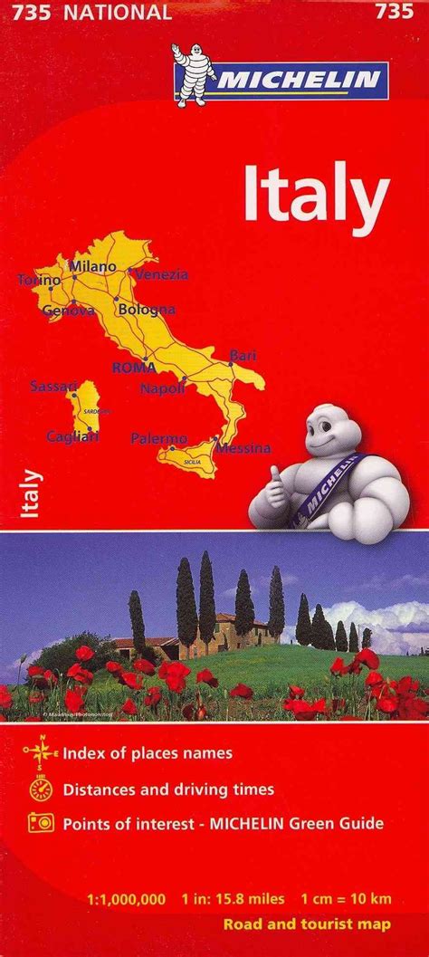 Michelin Italy Map 735 English Folded Book Free Shipping