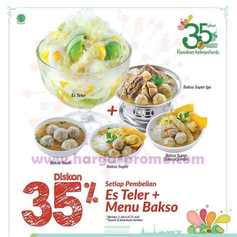 Es teler 77 berkomitmen untuk tetap menjaga keaslian resep asli indonesia baik untuk minuman maupun makanan sehingga tetap tidak anda penasaran varian es teler apa saja dan juga makanan apa saja yang tersaji di resto es teler 77? Promo ES TELER 77 Terbaru