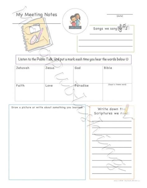 Students can immediately engage with english through. JW Children's Meeting Worksheet English | Etsy | Meeting ...