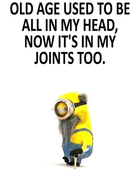 Old Age Used To Be All In My Head Now It S In My Joints Too Minion Minions Humor Funny