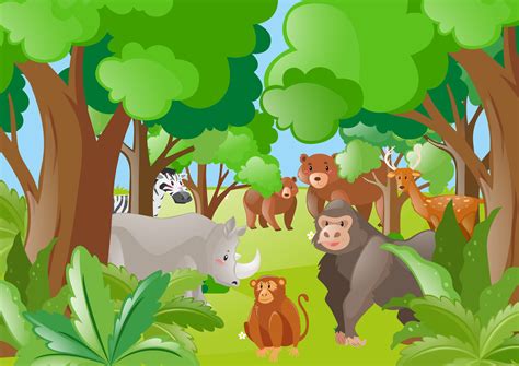 Different wild animals in the forest 414620 Vector Art at Vecteezy