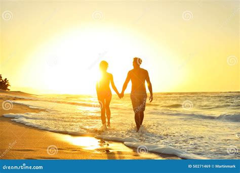 Romantic Honeymoon Couple In Love At Beach Sunset Stock Image Image