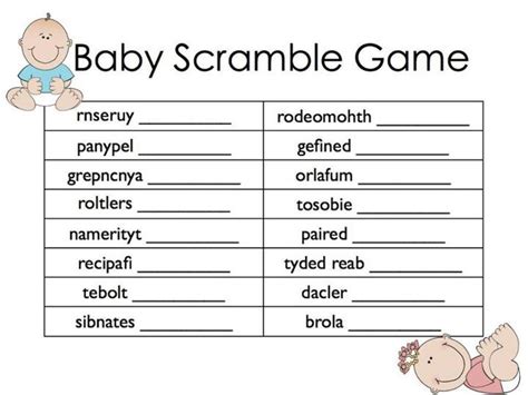 Adorable Baby Shower Games With Printable Templates Holidappy
