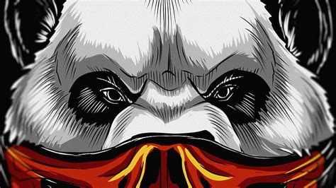 Panda Face Mask Panda Artist Artwork Digital Art Mask Hd