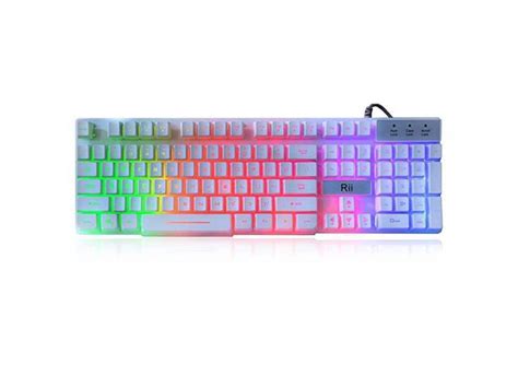 Rk100 White Gaming Keyboardusb Wired Multiple Colors Rainbow Led