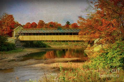 Covered Bridge Vermont Autumn Mixed Media By Deborah Benoit Pixels