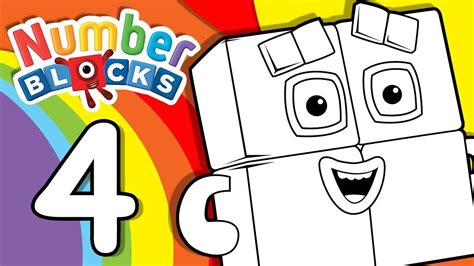 Numberblocks Learn To Count Coloring Pages Number Four Counting