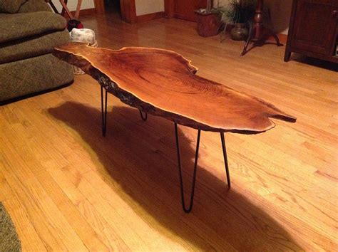 Every wood slab is handpicked and combined into the bigger piece to show natural imperfections of uneven textures and irregular shapes. black walnut slab coffee table hairpin legs 4 | Retro ...