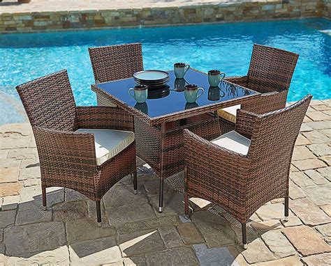 SUNCROWN Outdoor Furniture All-Weather Square Wicker Dining Table and ...
