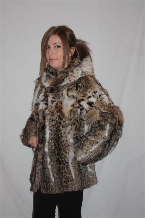 Lynx Bobcat Fur Coat Hood