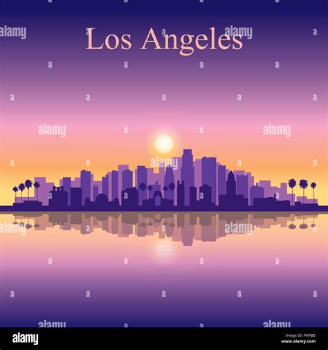 Los Angeles City Skyline Silhouette Background Stock Photo Alamy