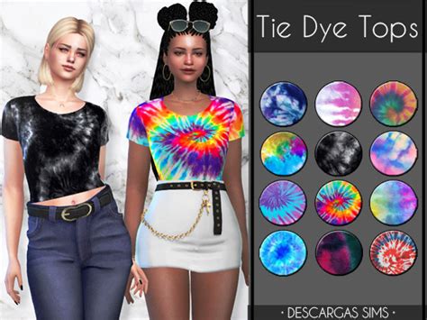 Tie Dye Tops At Descargas Sims Sims 4 Updates