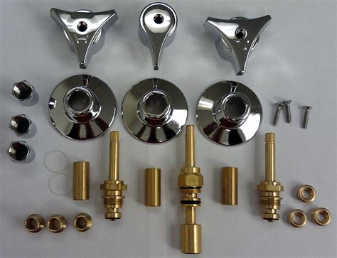 Chrome Plated 3 Handle Rebuild Kit For Union Brass Tub And Shower Faucet