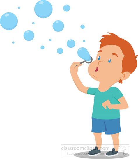 Children Clipart Boy Blowing Bubbles Holding Wand To Lips Classroom