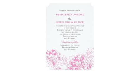 Wedding Invitation Fuchsia Floral Peony Design