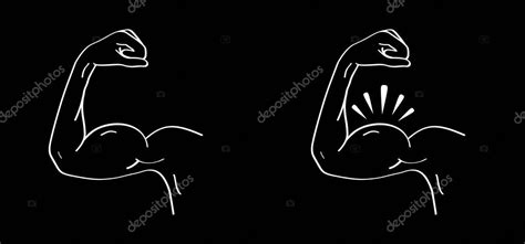 Bíceps Caricatura Símbolo Del Codo Humano Dibujo Del Esquema