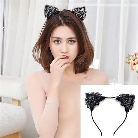 Xiufen Sexy Lovely Women Fashion Lace Cat Ears Headband Hair
