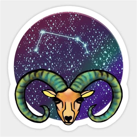 Aries Zodiac Sign Ram With Constellation Aries Sticker Teepublic