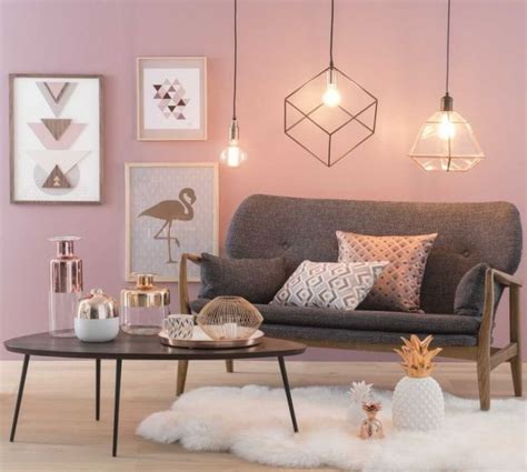 Colour Themed Room Rose Gold Living Room In 2020 Pink Living Room