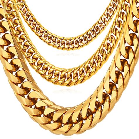 U7 Necklaces For Men Miami Cuban Link Gold Chain Hip Hop ... 2020 popular 1 trends in jewelry & accessories, women's clothing with gold christ cross chain and 1.