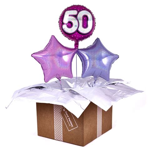 Buy Pink 50th Birthday Balloon Bouquet Delivered Inflated For Gbp 16