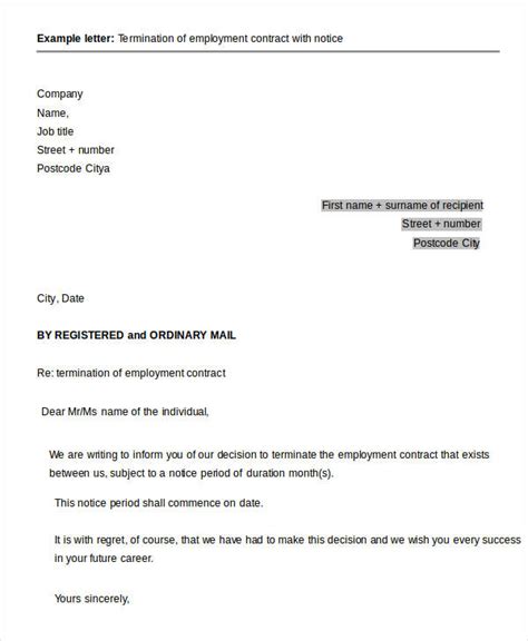Employment Contract Termination Letter Template Download Printable Pdf Images