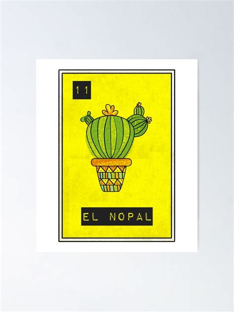 El Nopal Mexican Loteria Tarot Card Bingo Card Industrial Look Poster