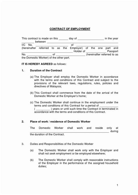 Now it is time to draft one for your business. Contract Of Employment Template Lovely Printable Sample ...