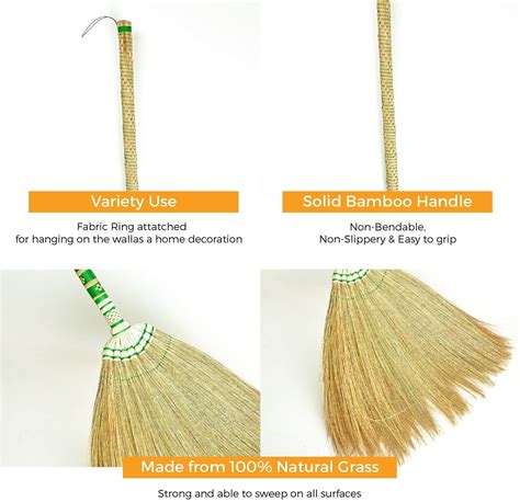 Asian Natural Grass Broom With Bamboo Stick Full Embroidery Etsy