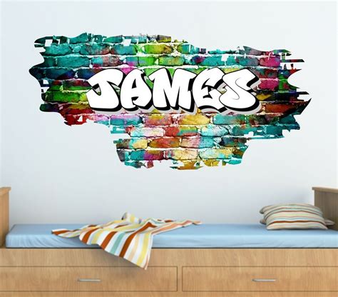 Graffiti bedroom artwork painted directly onto your bedroom wall. Personalised Graffiti Brick & Name Wall Sticker,Decal ...