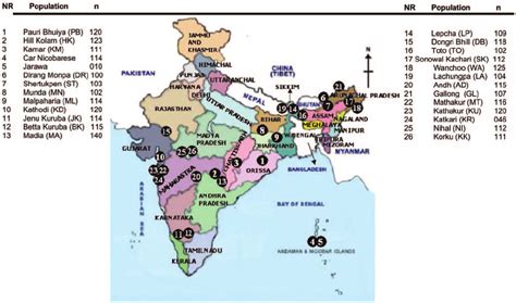 Geographical Locations Of The Indian Tribal Populations In The Present