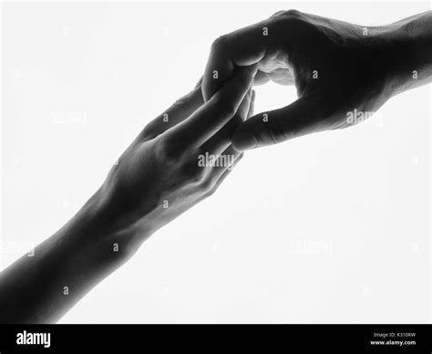 Man Woman Hold Hands Silhouette White Background Stock Photo Alamy