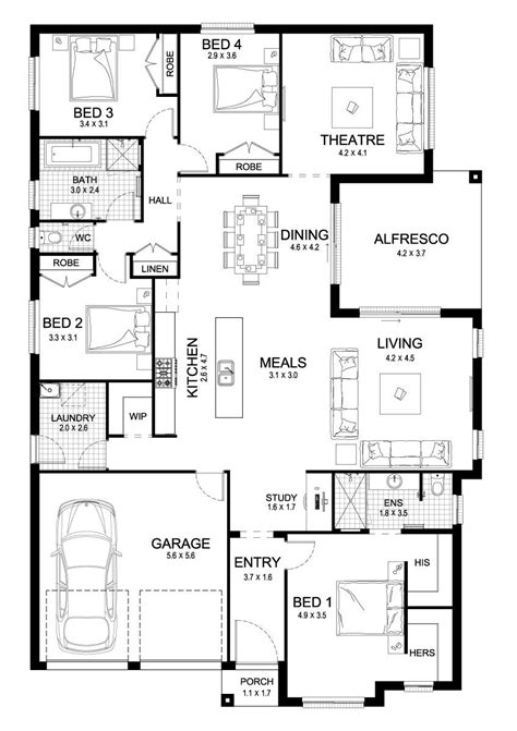On the main floor, a large study offers privacy and convenience. Soul 27 - Single Level - Floorplan by Kurmond Homes - New ...