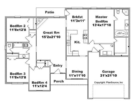 House Plan Bedroom Bath Plansource Inc JHMRad 8014