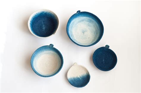 Hand Dyed Indigo Cotton Rope Vessels A Collaboration With Vic