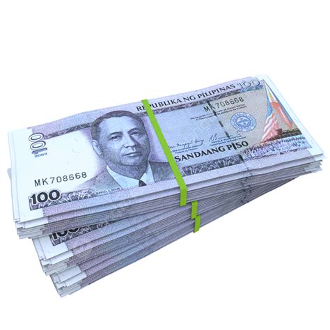 100 Philippine Peso Stack Pile Transparent 100 Philippine Peso Stack