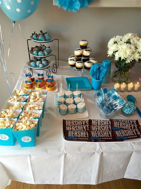 Boy Side Of The Snack Table Gender Reveal Baby Shower Blue Baby